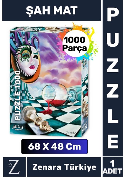 Premium Eğlenceli Eğitici Görsel Algı Problem Çözme Becerisi Puzzle 1000 Parça Şah Mat