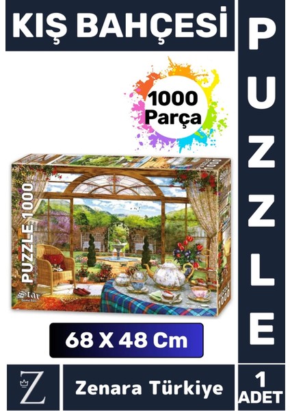 Premium Eğlenceli Eğitici Görsel Algı Problem Çözme Becerisi Puzzle 1000 Parça Kış Bahçesi