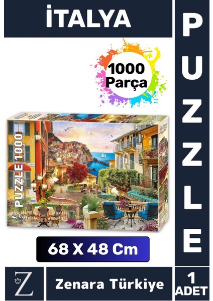 Premium Eğlenceli Eğitici Görsel Algı Problem Çözme Becerisi Puzzle 1000PARÇA Italya'da Gün Batarken