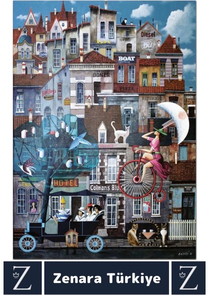 Premium Eğlenceli Eğitici Görsel Algı Motor Becerisi Geliştiren Çocuk Puzzle 1000 Prça Şehir Halleri