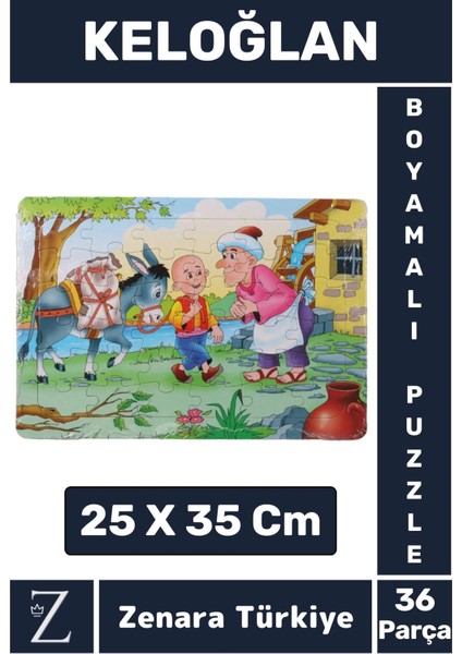 Eğlenceli Eğitici Görsel Algı Motor Becerisi Geliştiren Çocuk Boyamalı Puzzle 36 Parça Keloğlan