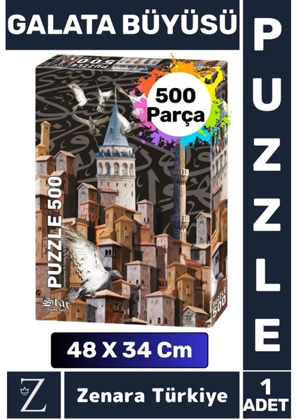 Premium Eğlenceli Eğitici Görsel Algı Motor Becerisi Geliştiren Çocuk Puzzle 500 Parça Galata Büyüsü