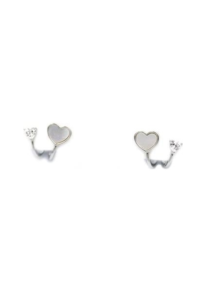 Gümüş Iğneli Kalp Küpe - Gümüş