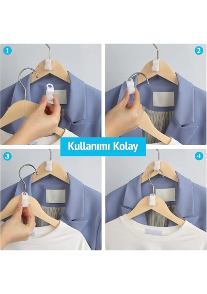 Çoklu Askı Aparatı 10'lu Paket, Dolap Içi Alan Tasarrufu Sağlayan Pratik Askı Kanca Seti Organizer