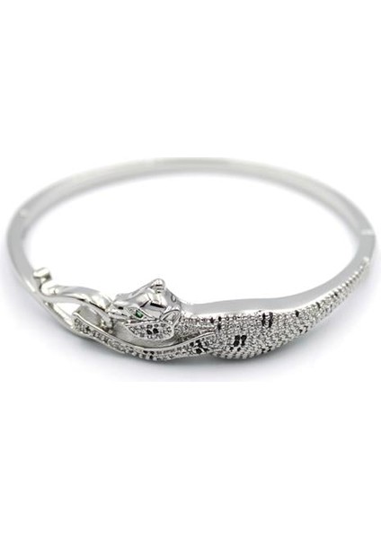 Zirkon Leopar Bilezik - Gümüş