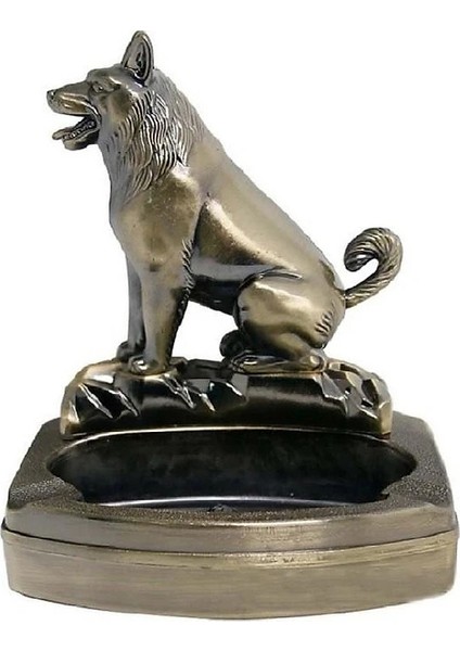 Kurt Figürlü Metal Küllük ve Çakmak | Dekoratif Masaüstü Aksesuar – Hediyelik