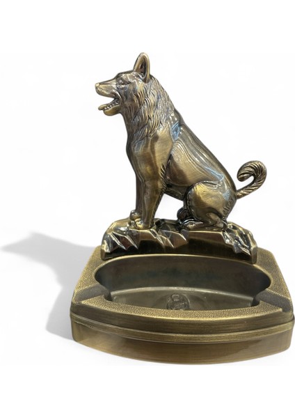 Kurt Figürlü Metal Küllük ve Çakmak | Dekoratif Masaüstü Aksesuar – Hediyelik fiyatları