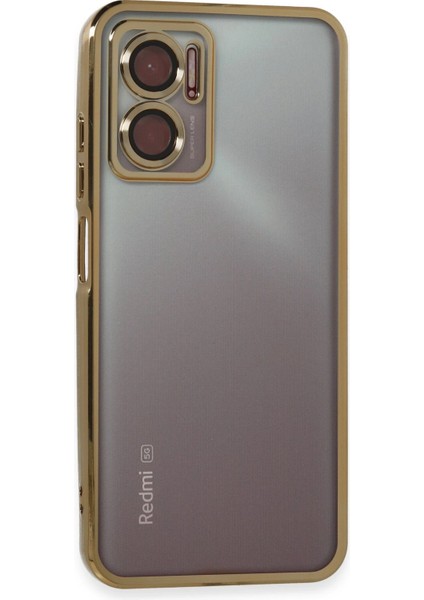 Xiaomi Redmi Note 11E Kılıf Razer Lensli Silikon - Gold Inslm