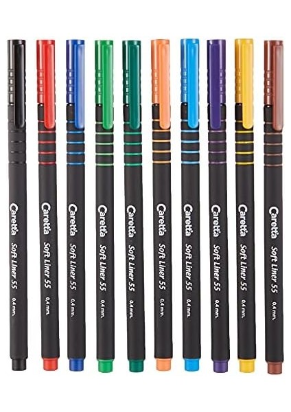 Ofıs ve Okul Caretta -55-10PVC Soft Liner 55 Fineliner Kalem 0, 4mm, Uç, 10'lu Karışık Set fiyatları