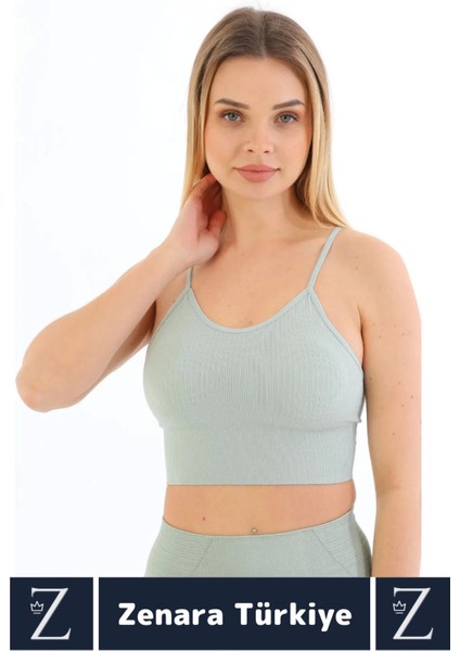 Premium Göğüs Toparlayan Sarkma Önleyen Gündelik Spor Kullanım Ince Askı Pedli Çizgili Crop Büstiyer fiyatları