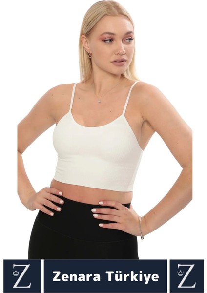 Premium Göğüs Toparlayan Sarkma Önleyen Gündelik Spor Kullanım Ince Askı Pedli Çizgili Crop Büstiyer fiyatları
