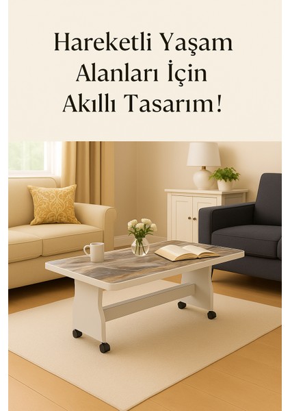 Çok Fonksiyonlu Tekerlekli Orta Sehpa: Çalışma Masası ve Balkon Keyfi Bir Arada! Tekerlekli