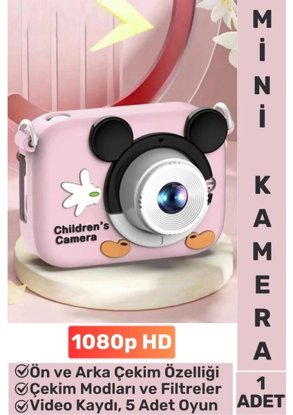 Premium 1080P Hd Video Kayıt Ön Arka Çekim Filtre 5 Oyun Mini Çocuk Kamera Dijital Fotoğraf Makinesi
