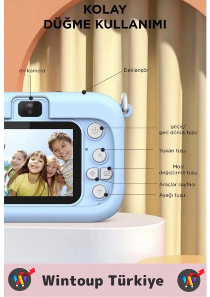 Premium 1080P Hd Video Kayıt Ön Arka Çekim Filtre 5 Oyun Mini Çocuk Kamera Dijital Fotoğraf Makinesi fırsatları
