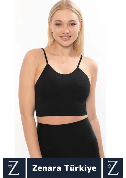 Premium Göğüs Toparlayan Sarkma Önleyen Gündelik Spor Kullanım Ince Askı Pedli Çizgili Crop Büstiyer fiyatları