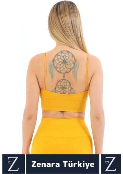 Premium Göğüs Toparlayan Sarkma Önleyen Gündelik Spor Kullanım Ince Askı Pedli Çizgili Crop Büstiyer modelleri