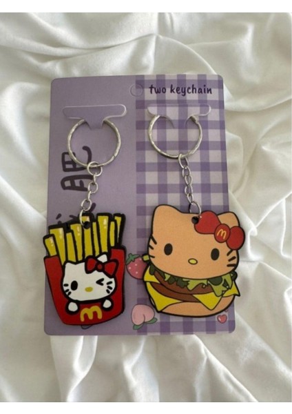 Hello Kitty Mc Hamburger Çift Anahtarlık Çanta Süsü