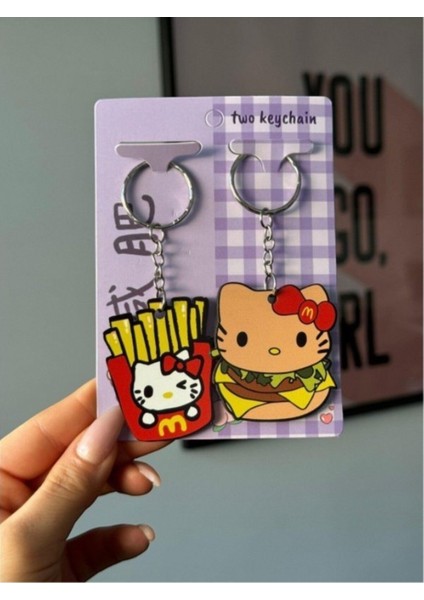 Hello Kitty Mc Hamburger Çift Anahtarlık Çanta Süsü