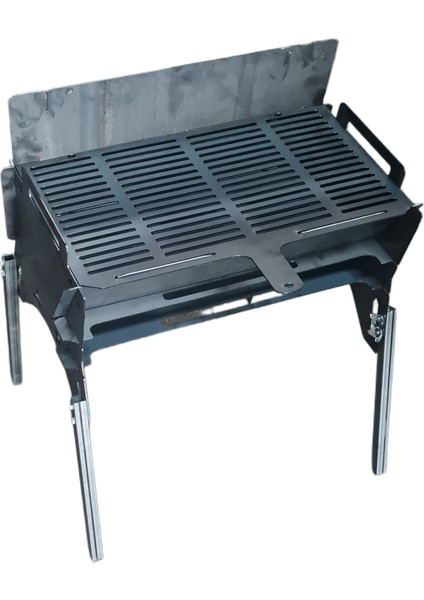 Kül Hazneli 2mm Katlanır İsteğe göre Portatif Ayaklı Büyük Mangal. Çantalı Şiş Hediyeli 50X30 Mangal.sebze Pişirme Hazneli