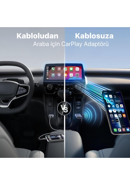 2in1 Kablosuz Apple Carplay & Android Auto Adaptörü Tak Çalıştır Modu
