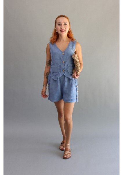 Müslin Düğmeli Şort fiyatları