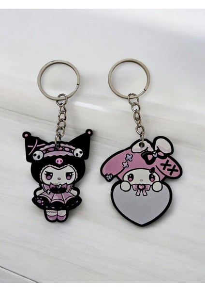 Kawaii Kuromi Cute Çift Anahtarlık 2 Adet