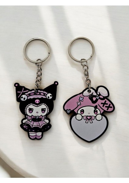 Kawaii Kuromi Cute Çift Anahtarlık 2 Adet