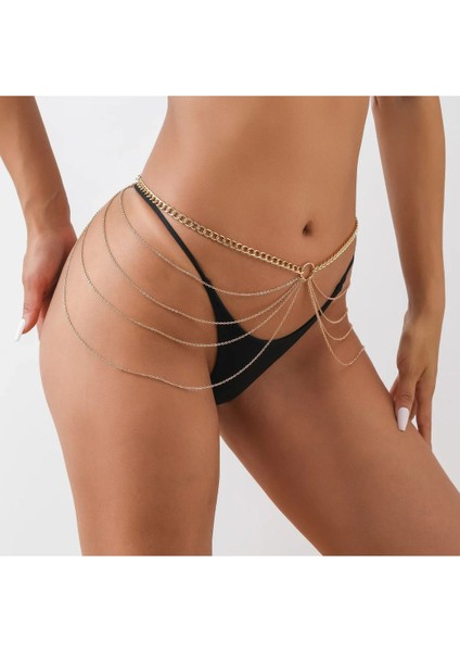 Cyra Gold Zincir Detaylı Bel Göbek Zinciri Vücut Aksesuarı Bikini Aksesuarı modelleri