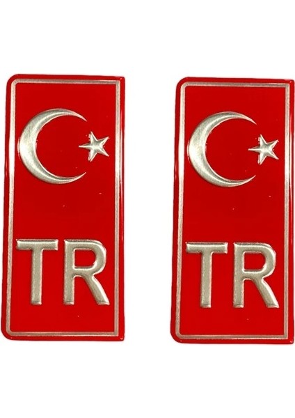 Isuzu Npr Uyumlu Plaka Tr Damla Etiket Türk Bayrağı 2'li / Tr Damla Sticker Su Geçirmez Solmaz 40 x 95 mm