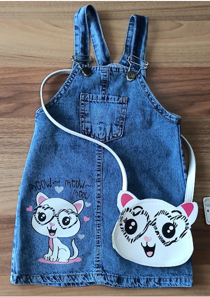 Kız Çocuk Cepli Jean Salopet Çanta Hediyeli fiyatları