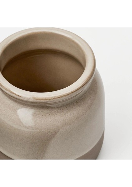 Mantar Kapaklı Seramik Kavanoz Yükseklik 9 cm Saklama Baharat Kavanozu Bej Hacim 300 ml modelleri