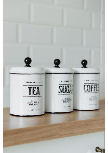 3'lü Vintage Galvaniz Tea-Sugar-Coffee Kavanoz Seti fiyatları