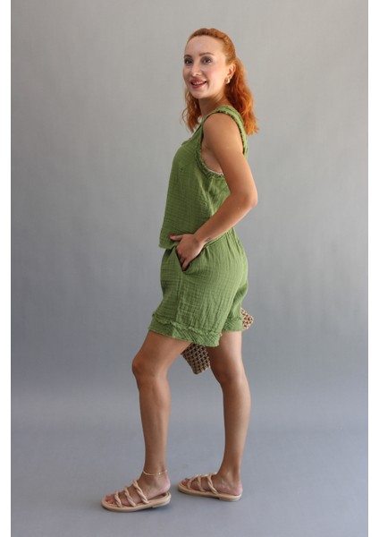 Müslin Saçaklı Şort modelleri