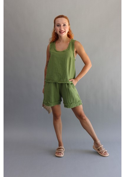 Müslin Saçaklı Şort indirimleri