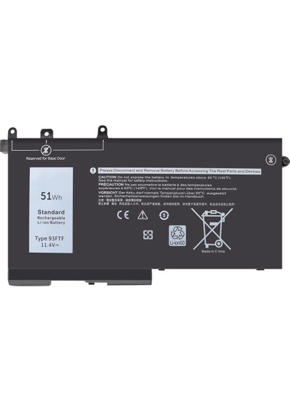 Dell Latitude 93FTF 5280 5290 5480 5490 5591 E5495 P60F Batarya