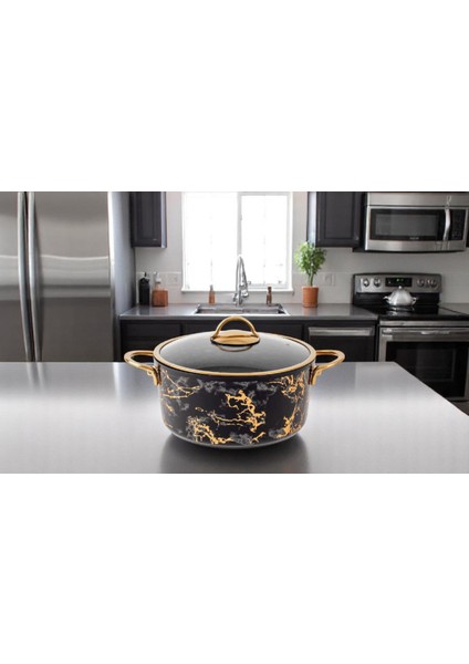 24 cm Desenli Granit Tencere