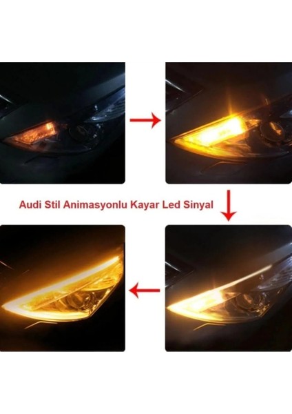 Ssangyong Xlv Uyumlu Far Üstü Kayar LED Selamlamalı Sinyalli 60 cm Beyaz ve Turuncu Renk