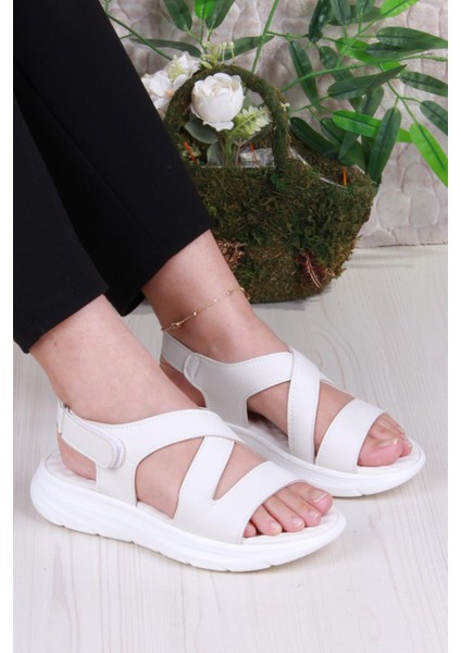 35375 Diva Comfort Rahat Çapraz Kuşaklı Çırtlı Kadın Sandalet