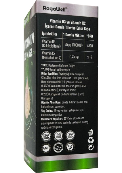 Vıtamın D3 + K2 İçeren Takviye Edici Gıda 20 ml Damla fırsatları