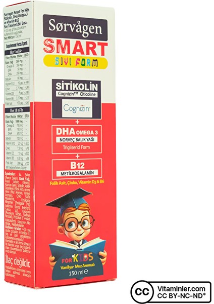 Smart Kids Sitikolin Dha Omega 3 ve B12 150 ml