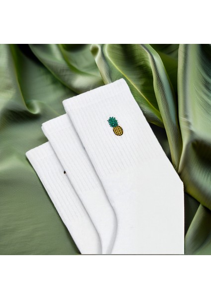6 Çiftli Ananas ve Pelikan Desenli Renkli Unisex Bilek Çorap Seti – Yumuşak Pamuklu Kumaş