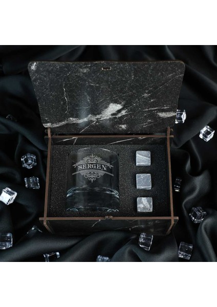 Retro Arma Tasarımlı Isme Özel Taşlı Viski Kadehi Seti