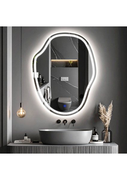 Zelvora Beyaz Led'li Lazer Kumlamalı Lavabo & Banyo Aynası (Dokunmatik Sensörlü) fiyatları