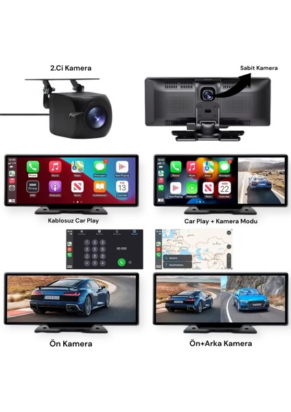 Carplay ve Android Auto Destekli Çift Kameralı Araç Içi Monitör Araç Içi Multimedia Oynatıcı