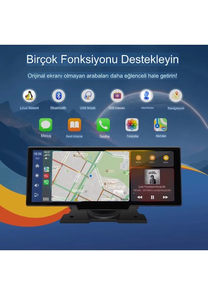 Carplay ve Android Auto Destekli Çift Kameralı Araç Içi Monitör Araç Içi Multimedia Oynatıcı