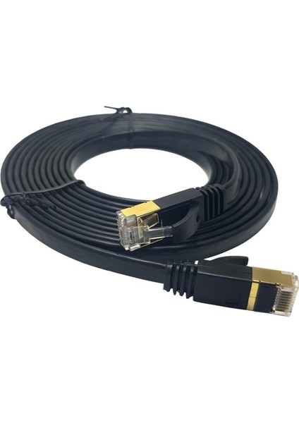 Ironstar Cat7 Flat Kablo 15METRE Siyah - 10GBPS Hız Destekli
