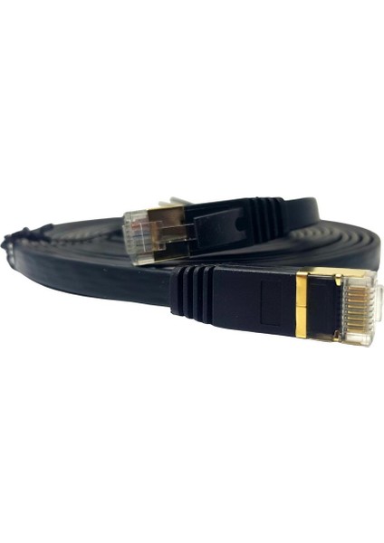 Ironstar Cat7 Flat Kablo 15METRE Siyah - 10GBPS Hız Destekli