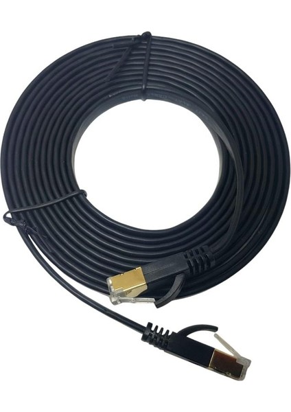 Ironstar Cat7 Flat Kablo 15METRE Siyah - 10GBPS Hız Destekli