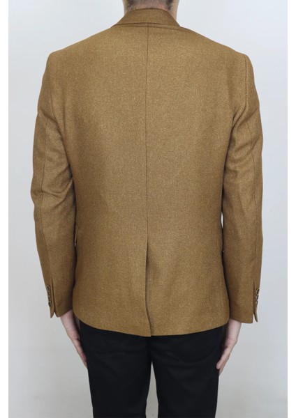 Fistan Store Erkek Camel Italyan Kesim Dar Kalıp Tek Düğme Yazlık Blazer Ceket indirimleri