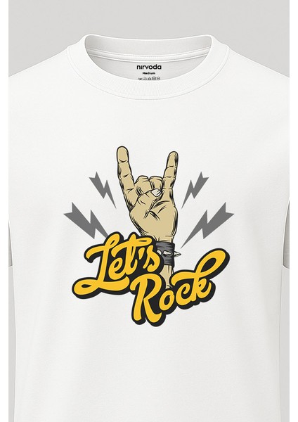 Lets Rock Tişört - Baskılı Rock T-Shirt fırsatları